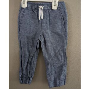 3/$20 18-24M Janie & Jack Pull on Linen Blend Pants Chambray (K5)